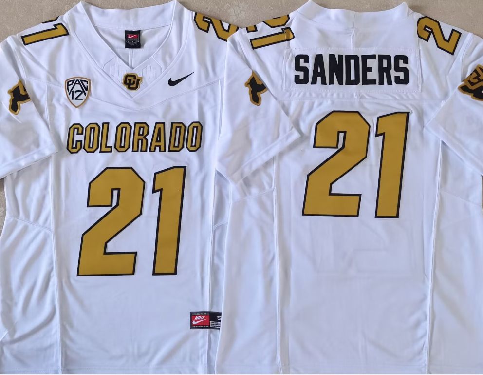 Men Colorado Buffaloes #21 Sanders White 2025 Nike Limited NCAA Jersey